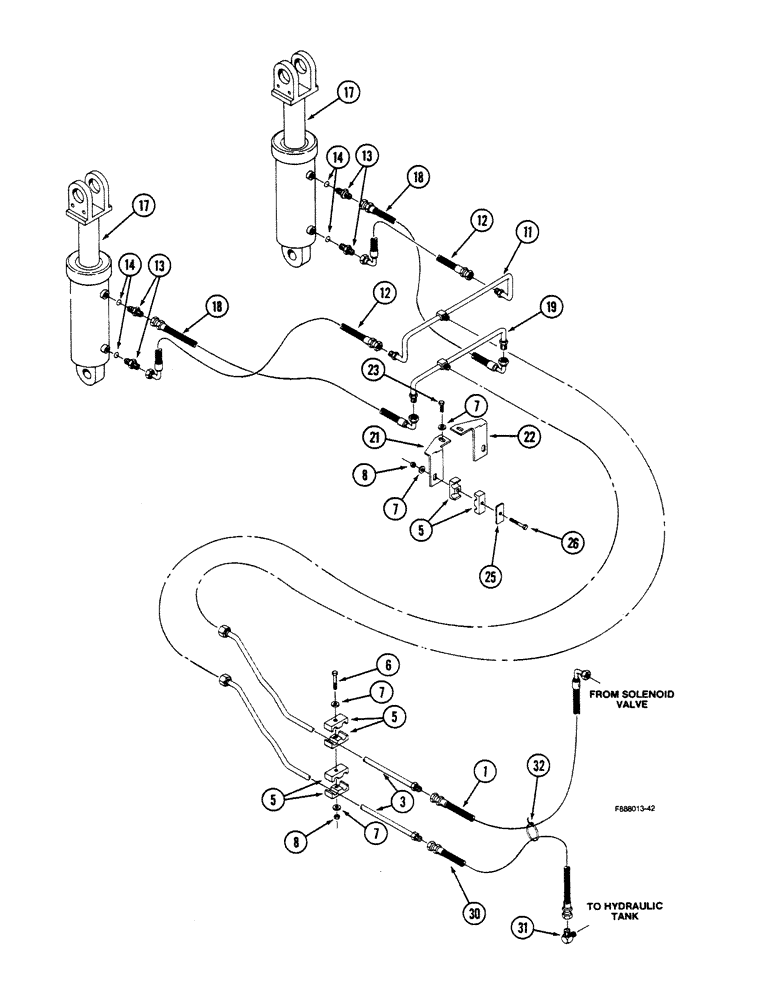 Схема запчастей Case IH 9150 - (8-26) - THREE POINT HITCH HYDRAULICS, LIFT CYLINDER AND LINES (08) - HYDRAULICS