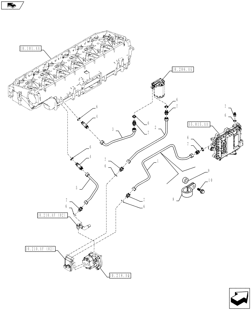Схема запчастей Case IH F3BFE613E A003 - (10.210.AF[01]) - FUEL LINE (10) - ENGINE