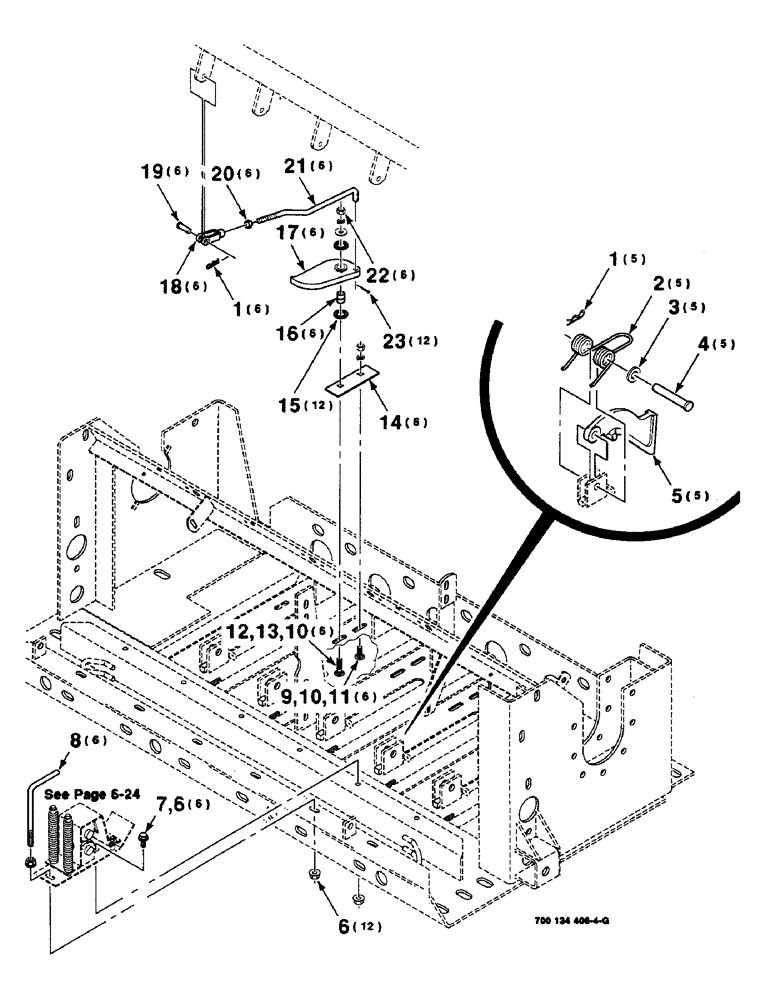 Схема запчастей Case IH 8590 - (6-18) - KNOTTER TWINE FINGER AND HAY DOG ASSEMBLY (14) - BALE CHAMBER
