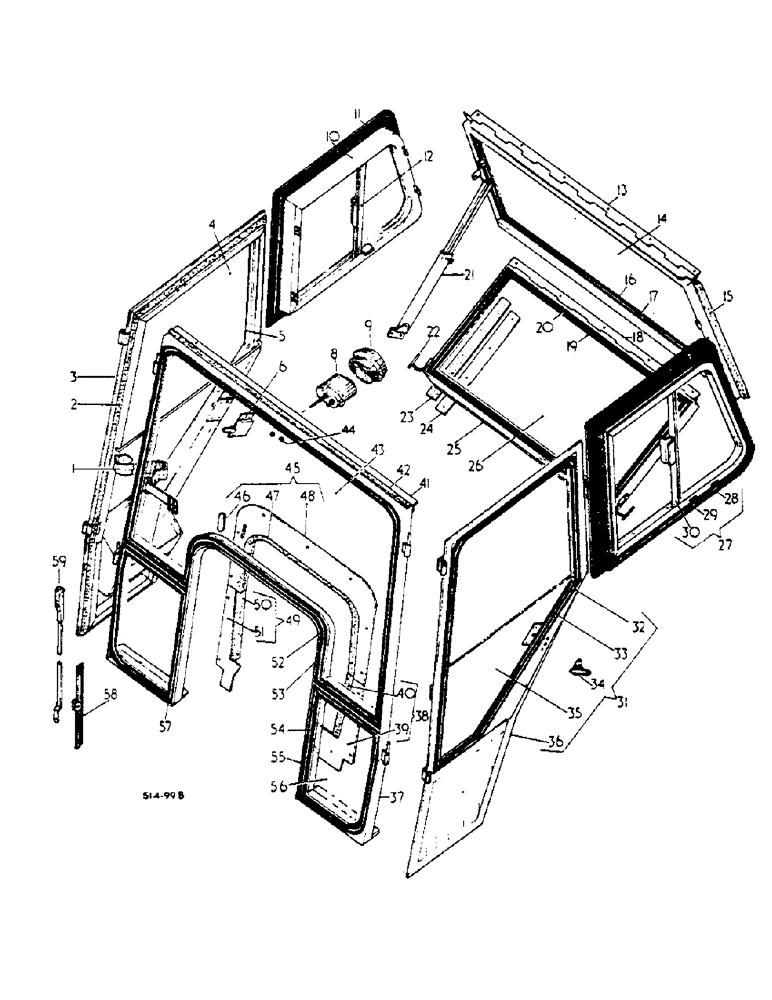 Схема запчастей Case IH 454 - (13-27) - SAFETY CAB, UP TO 454/8759 2400/0733 (05) - SUPERSTRUCTURE
