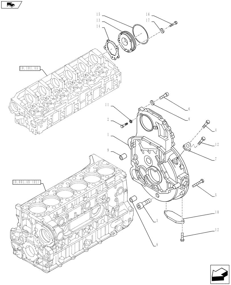 Схема запчастей Case IH F3BFE613E A003 - (10.103.AK) - FLYWHEEL, HOUSING (10) - ENGINE