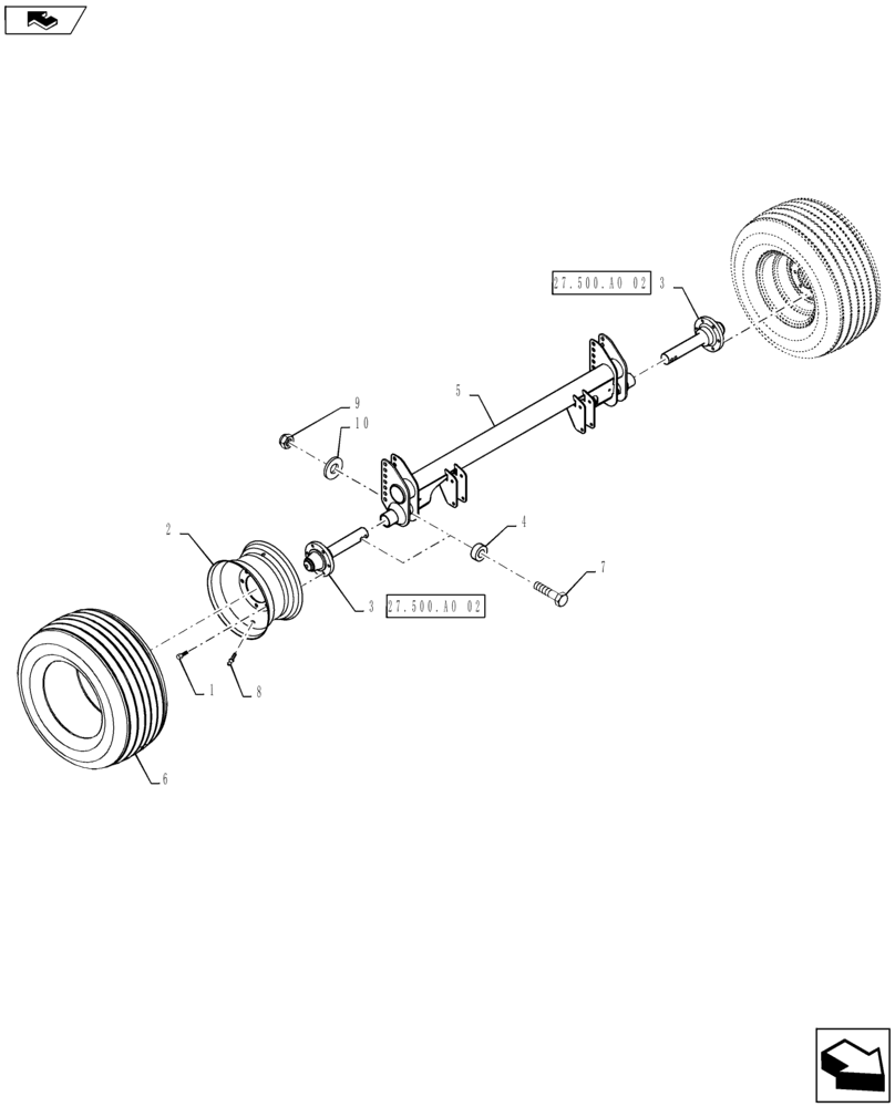 Схема запчастей Case IH RB565 - (27.500.AL[03]) - VAR - 8074908 - WHEELS, 18L - 16.1 HEAVY DUTY (27) - REAR AXLE SYSTEM