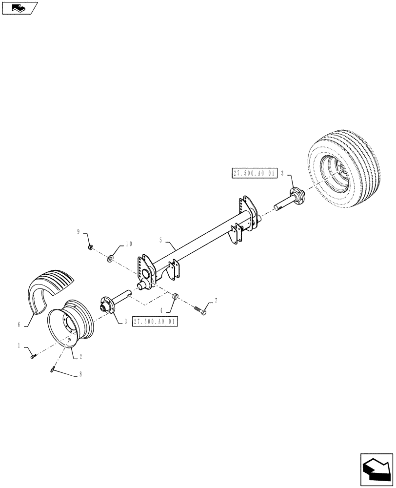 Схема запчастей Case IH RB565 - (27.500.AL[01]) - VAR - 8072609 - WHEELS, 31 X 13.5 - 15 8 PLY (27) - REAR AXLE SYSTEM