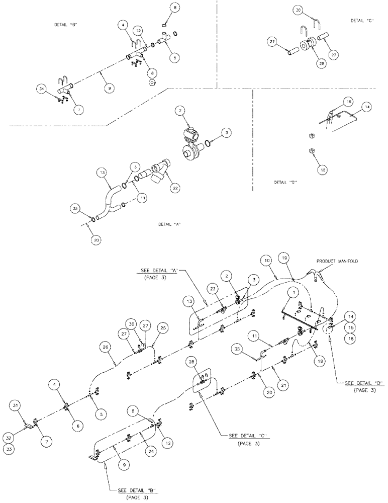 Схема запчастей Case IH 610 - (05-051) - NOZZLE CIRCUIT, 60/85 BOOM, 3 SECTION, 60" SPACING Liquid Plumbing