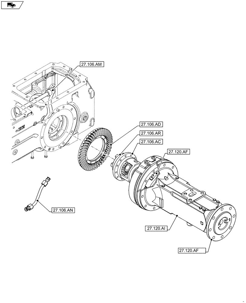 Схема запчастей Case IH FARMALL 85C - (27.000.00) - SECTION INDEX - REAR DRIVE AXLE (27) - REAR AXLE SYSTEM