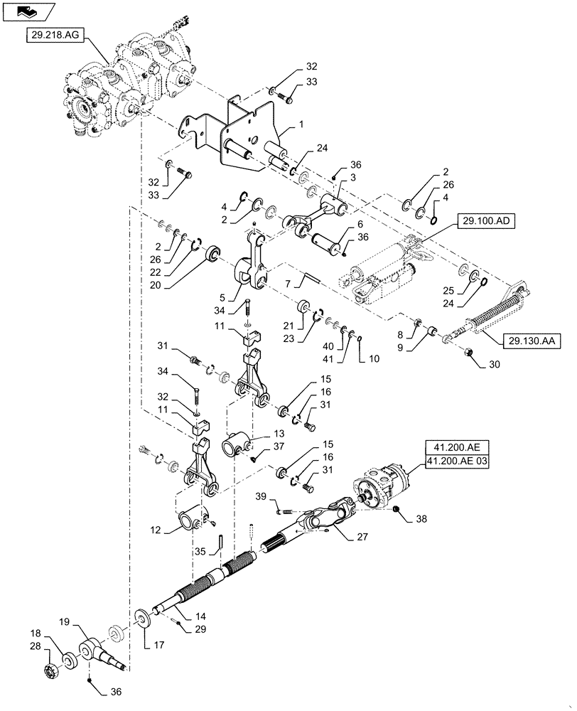 Схема запчастей Case IH WD1903 - (29.200.AM) - PROPULSION CONTROL, 6-CYL. (29) - HYDROSTATIC DRIVE