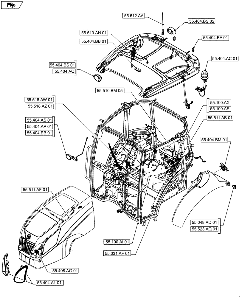 Схема запчастей Case IH FARMALL 105U - (00.000.55[03]) - PICTORIAL INDEX - ELECTRICAL SYSTEMS (00) - GENERAL & PICTORIAL INDEX