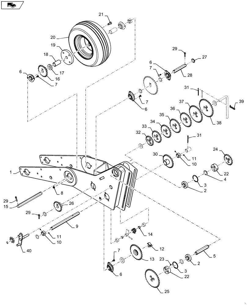 Схема запчастей Case IH 1255 - (61.901.AA[02]) - TRANSMISSION MECHANICAL DRIVE (61) - METERING SYSTEM