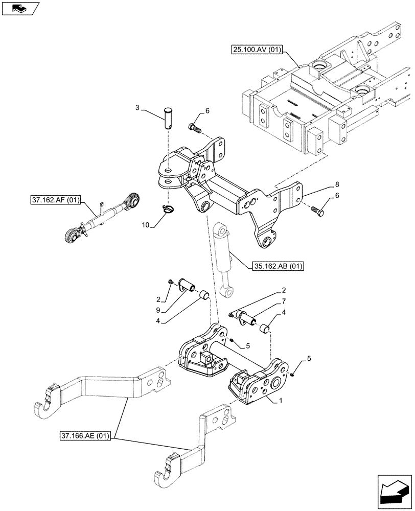 Схема запчастей Case IH FARMALL 85C - (37.162.AE[01]) - VAR - 331789 - 3 POINT HITCH, FRONT, SUPPORT, W/O FRONT PTO (37) - HITCHES, DRAWBARS & IMPLEMENT COUPLINGS