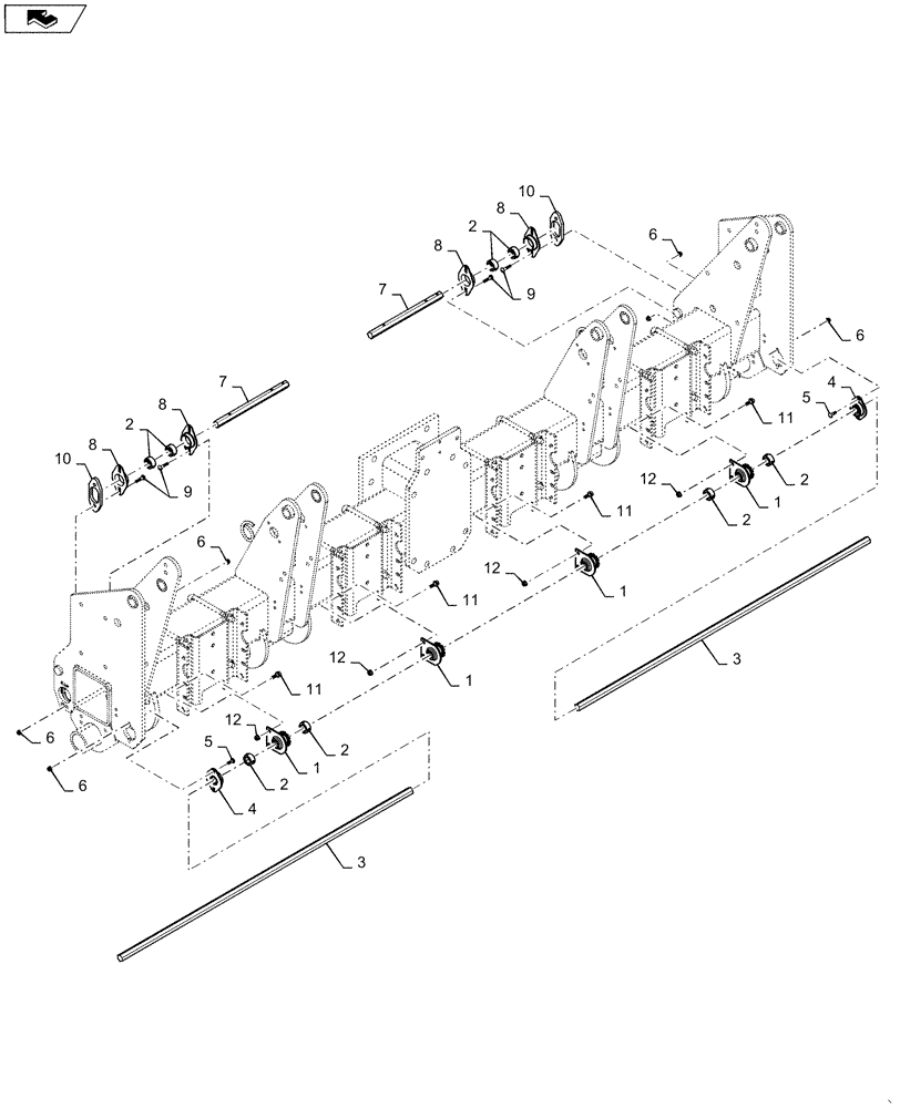 Схема запчастей Case IH 1255 - (61.901.AI[04]) - SEED METER, CHAIN DRIVEN SHAFT, CENTER FOR 12 AND 16 ROW (61) - METERING SYSTEM