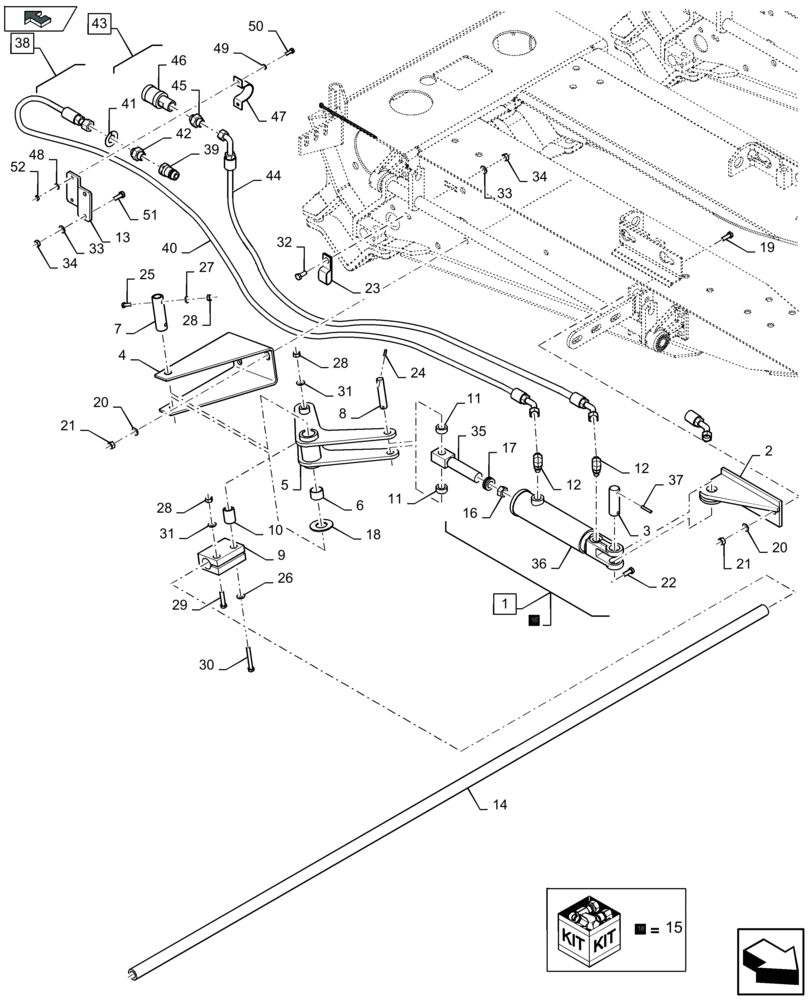 Схема запчастей Case IH 2606XR - (35.603.015) - DECK/STRIPPER PLATES CONTROL, FOR MIDRANGE COMBINES ONLY (35) - HYDRAULIC SYSTEMS