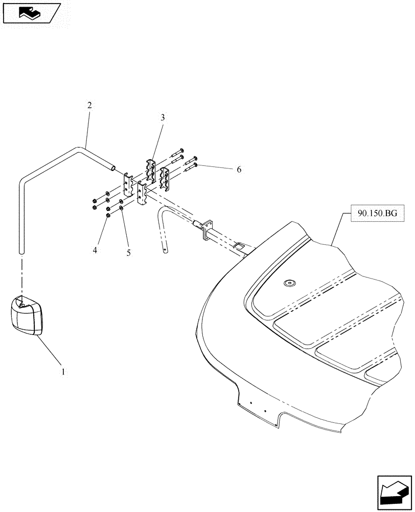 Схема запчастей Case IH DOUBLE WINDROW - (90.118.BM) - REAR VIEW MIRROR (90) - PLATFORM, CAB, BODYWORK AND DECALS