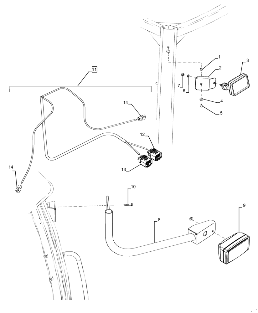 Схема запчастей Case IH MAGNUM 235 - (55.404.BS[05]) - C - POST ROOF LIGHTS & FRONT HITCH LIGHTING (55) - ELECTRICAL SYSTEMS