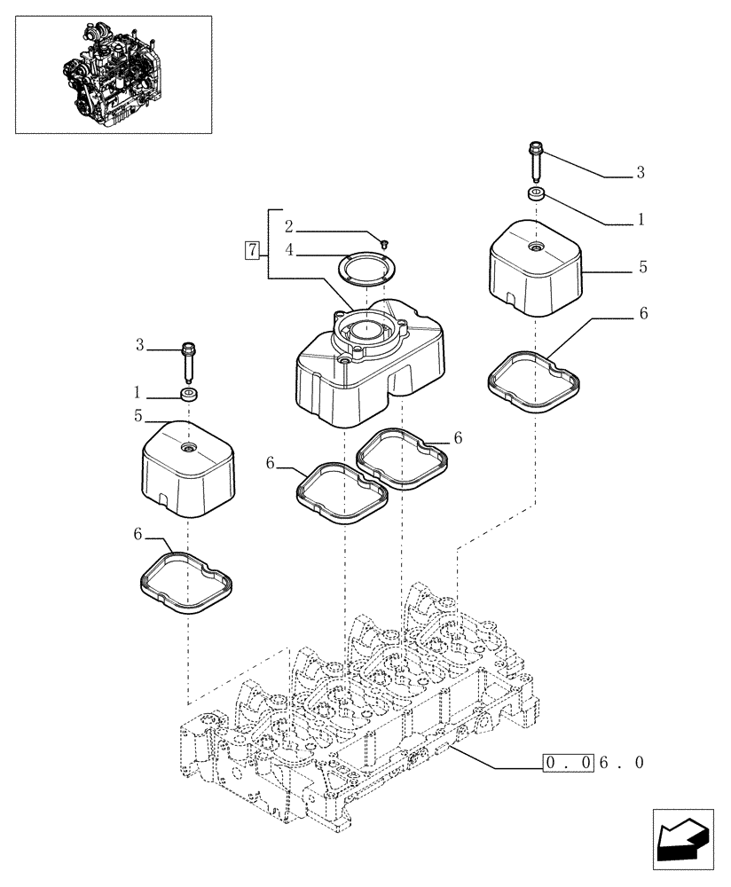Схема запчастей Case IH MXU110 - (0.06.3) - CYLINDER HEAD COVERS (01) - ENGINE