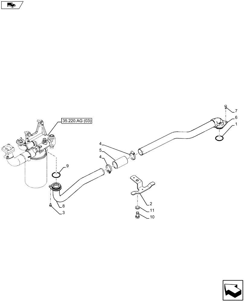 Схема запчастей Case IH FARMALL 105U - (35.220.AG[02]) - VAR - 334119 - HYDRAULIC OIL FILTER, SUCTION PIPE (35) - HYDRAULIC SYSTEMS