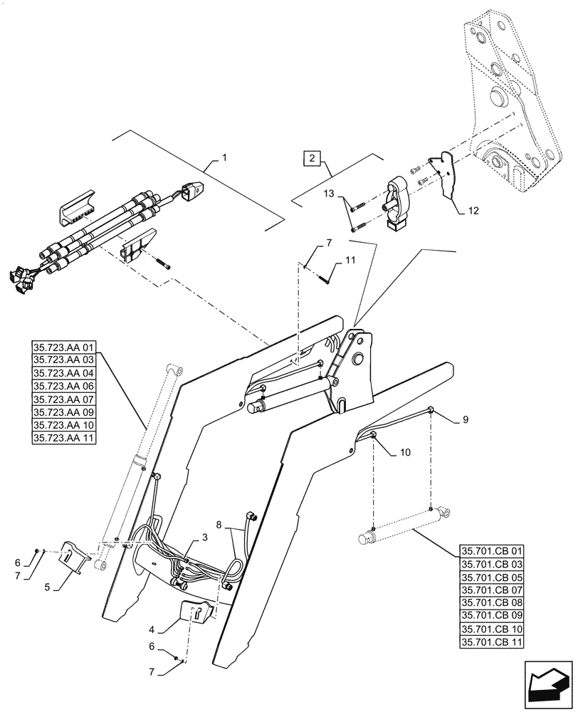 Схема запчастей Case IH L765 - (35.100.AR[02]) - LOADER ARM HYDRAULICS - MSL (35) - HYDRAULIC SYSTEMS