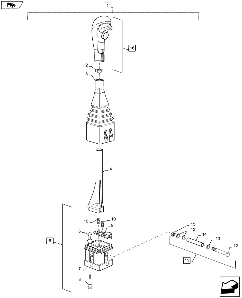 Схема запчастей Case IH L540 - (55.010.AG) - MECHANICAL JOYSTICK (55) - ELECTRICAL SYSTEMS