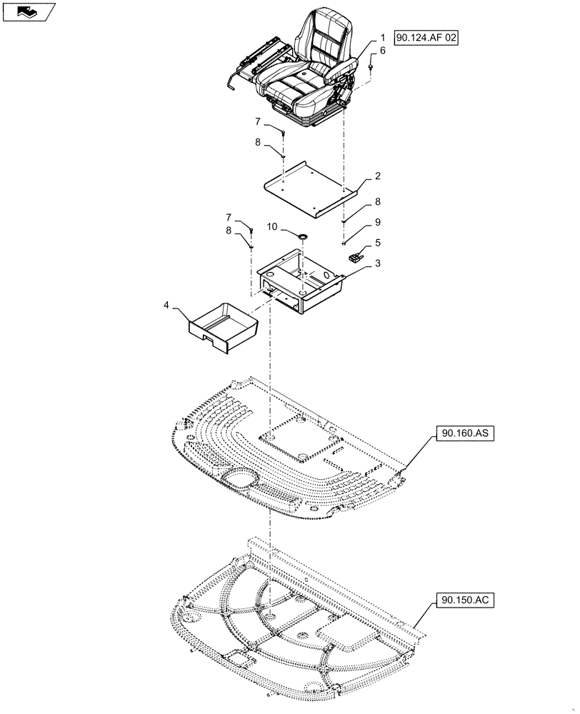 Схема запчастей Case IH WD1203 - (90.124.AF) - SEAT, LEATHER (90) - PLATFORM, CAB, BODYWORK AND DECALS