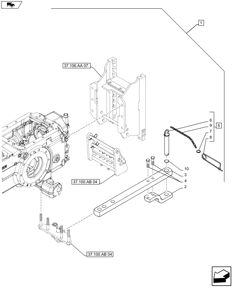 Схема запчастей Case IH FARMALL 105U - (88.037.AA[05]) - DIA KIT - SWINGING DRAWBAR - ISO (88) - ACCESSORIES