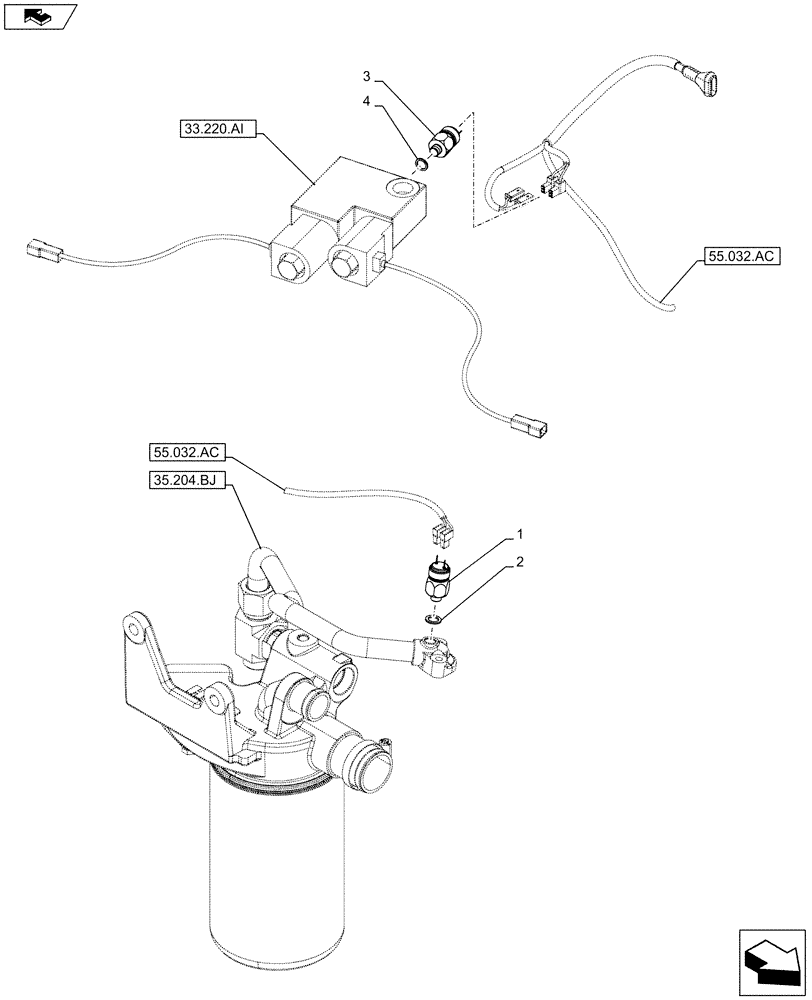 Схема запчастей Case IH FARMALL 95C - (55.032.AA) - VAR - 743517 - TRAILER BRAKE VALVE, PRESSURE SWITCH (55) - ELECTRICAL SYSTEMS