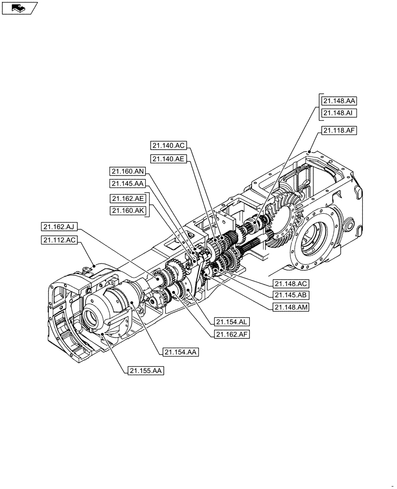 Схема запчастей Case IH FARMALL 85C - (21.000.00[01]) - SECTION INDEX - TRANSMISSION (21) - TRANSMISSION