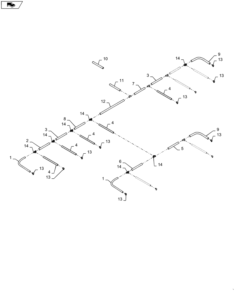 Схема запчастей Case IH 1255 - (79.940.AI[02]) - IN CAB PNEUMATIC DOWN PRESSURE PLUMBING FOR 12 ROW (79) - PLANTING