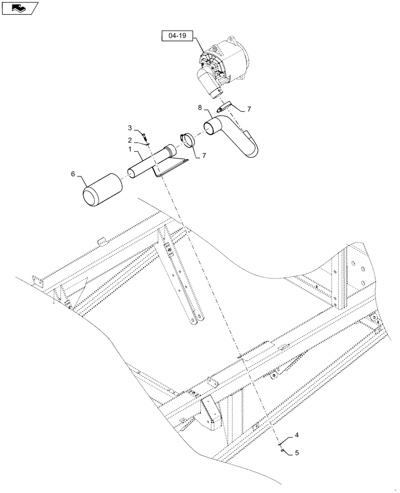 Схема запчастей Case IH 420 TIER 3 - (04-19[01]) - ALTERNATOR FILTER AND SUPPORT, REQUIRED FOR SPARK ARRESTER EXHAUST (06) - ELECTRICAL SYSTEMS