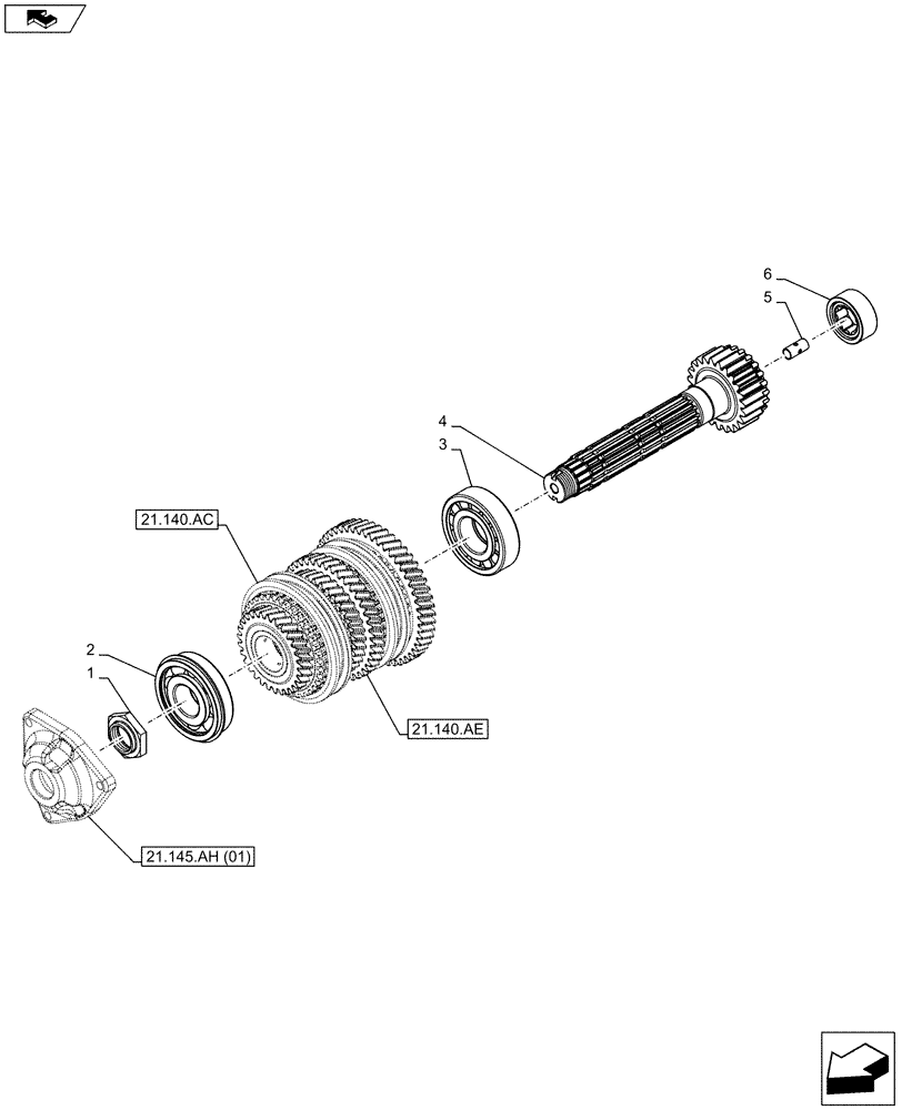 Схема запчастей Case IH FARMALL 115C - (21.145.AB[01]) - TRANSMISSION, DRIVE SHAFT (21) - TRANSMISSION