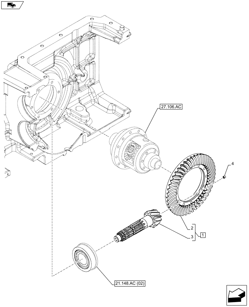 Схема запчастей Case IH FARMALL 95C - (27.106.AA[02]) - VAR - 743552, 743507, 744762, 744763, 744764 - BEVEL GEAR, HEAVY DUTY (27) - REAR AXLE SYSTEM