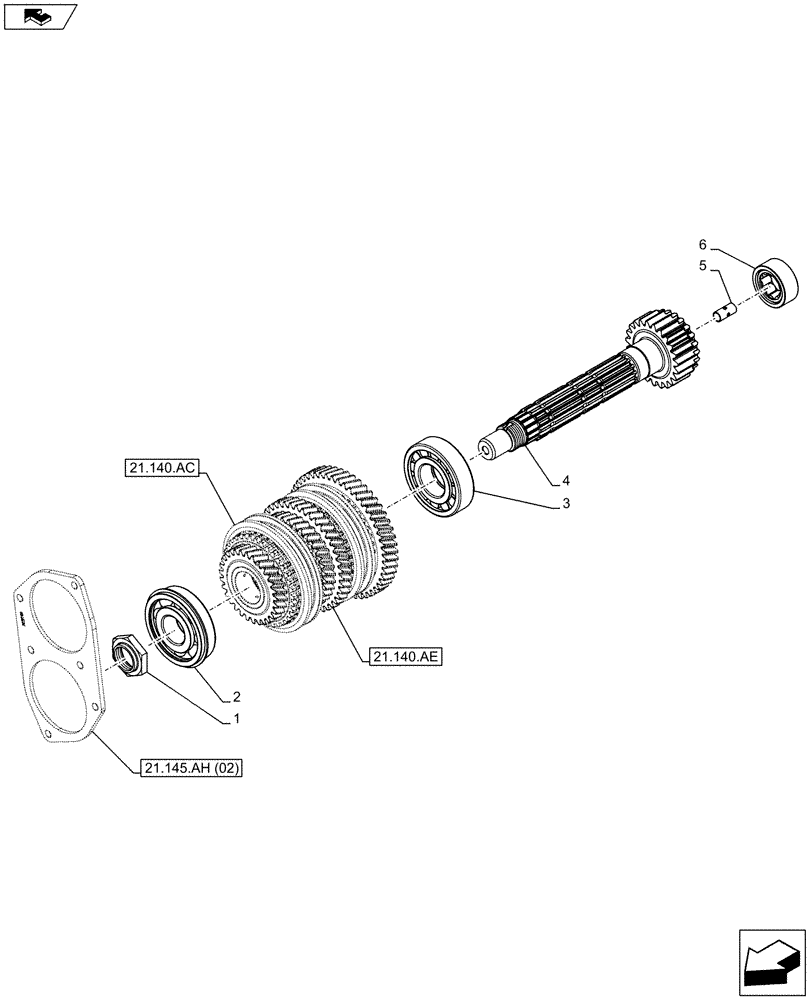 Схема запчастей Case IH FARMALL 115C - (21.145.AB[02]) - VAR - 744761 - TRANSMISSION, DRIVE SHAFT (21) - TRANSMISSION