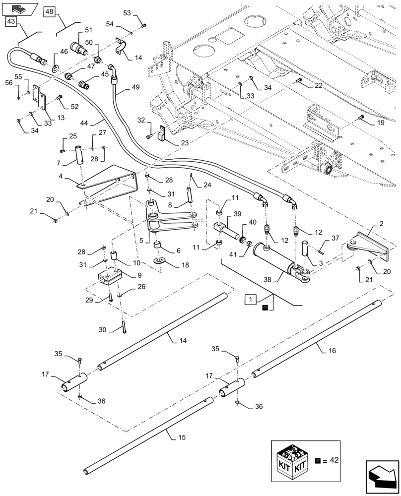 Схема запчастей Case IH 2608XR - (35.603.035) - DECK/STRIPPER PLATES CONTROL, FOR MIDRANGE COMBINES ONLY (35) - HYDRAULIC SYSTEMS