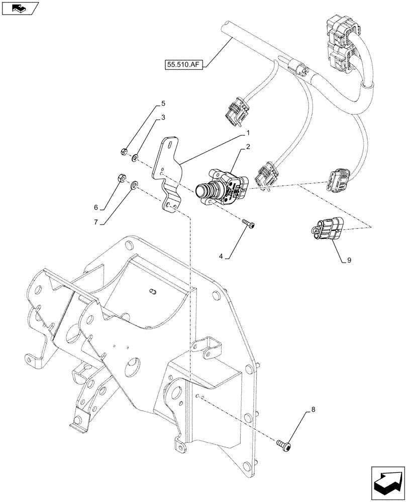 Схема запчастей Case IH FARMALL 115C - (55.405.CW) - BRAKE, LIGHT SWITCH (55) - ELECTRICAL SYSTEMS