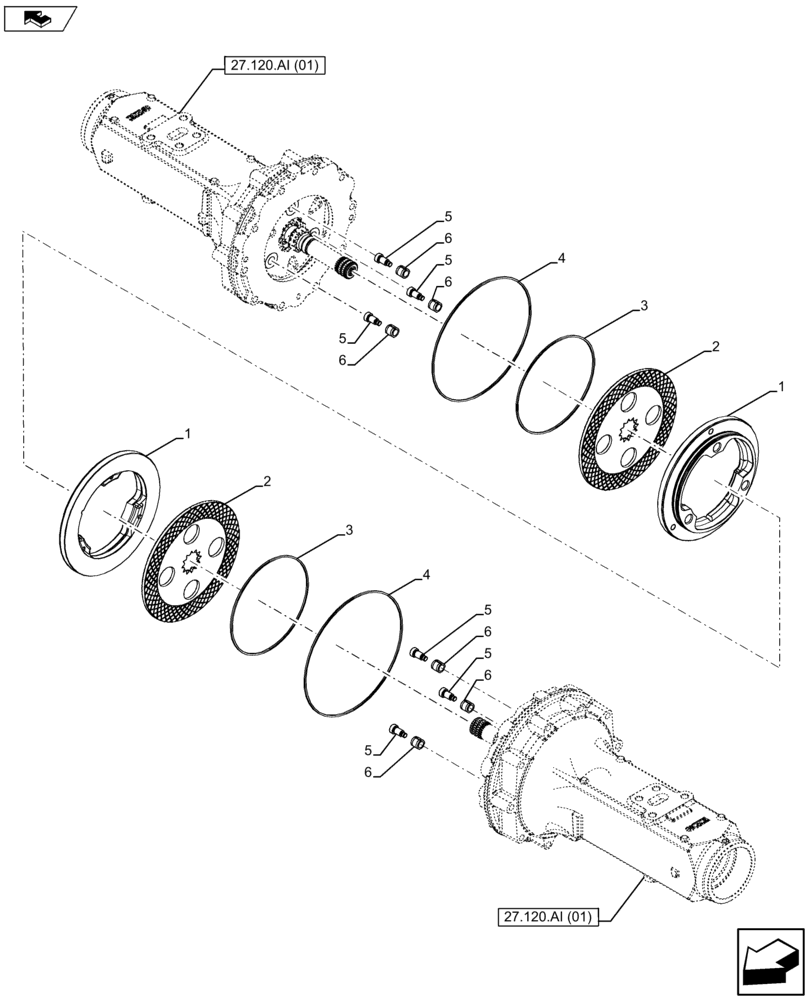 Схема запчастей Case IH FARMALL 105U - (33.202.AK[02]) - VAR - 333166 - TRANSMISSION BRAKE - EXTENDED LIFE DISCS (33) - BRAKES & CONTROLS