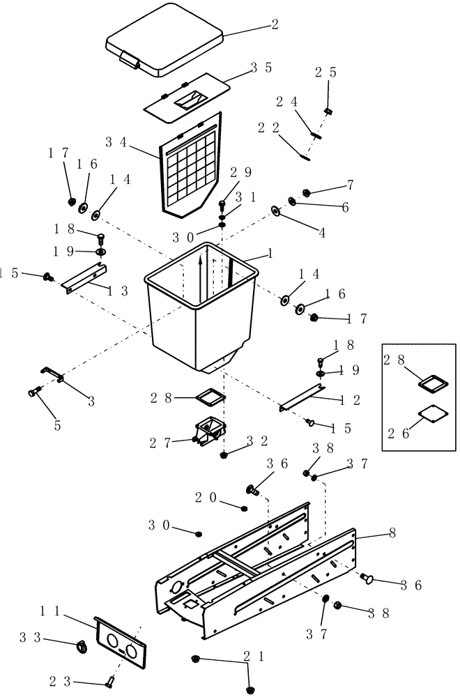 Схема запчастей Case IH 1200 - (L.40.A[01]) - GRANULAR CHEMICAL ATTACHMENT, HOPPER AND SUPPORT (BSN CBJ0018110) L - Field Processing