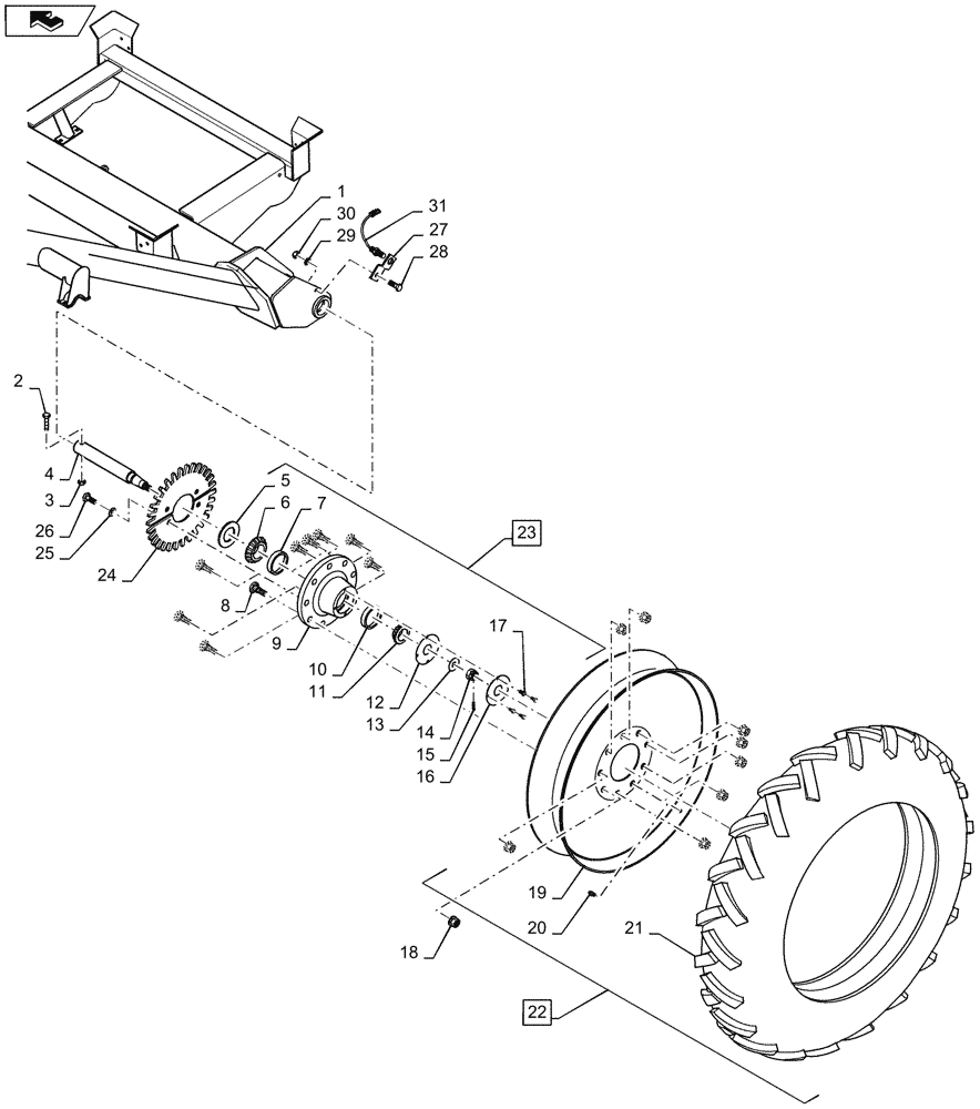 Схема запчастей Case IH 1625 - (44.520.AB[01]) - TRANSPORT WHEEL ASSEMBLY (44) - WHEELS