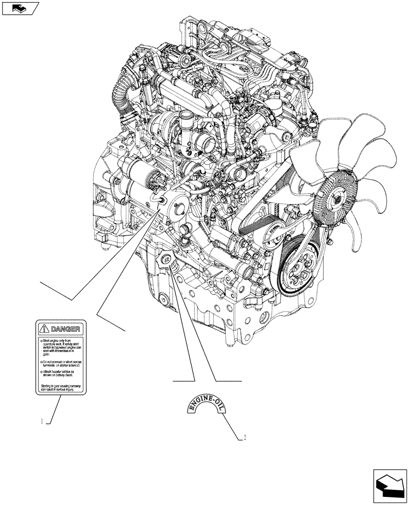 Схема запчастей Case IH FARMALL 115U - (90.108.AC[19]) - STD + VAR - 390500 - WARNING DECAL, ENGINE, NA (90) - PLATFORM, CAB, BODYWORK AND DECALS