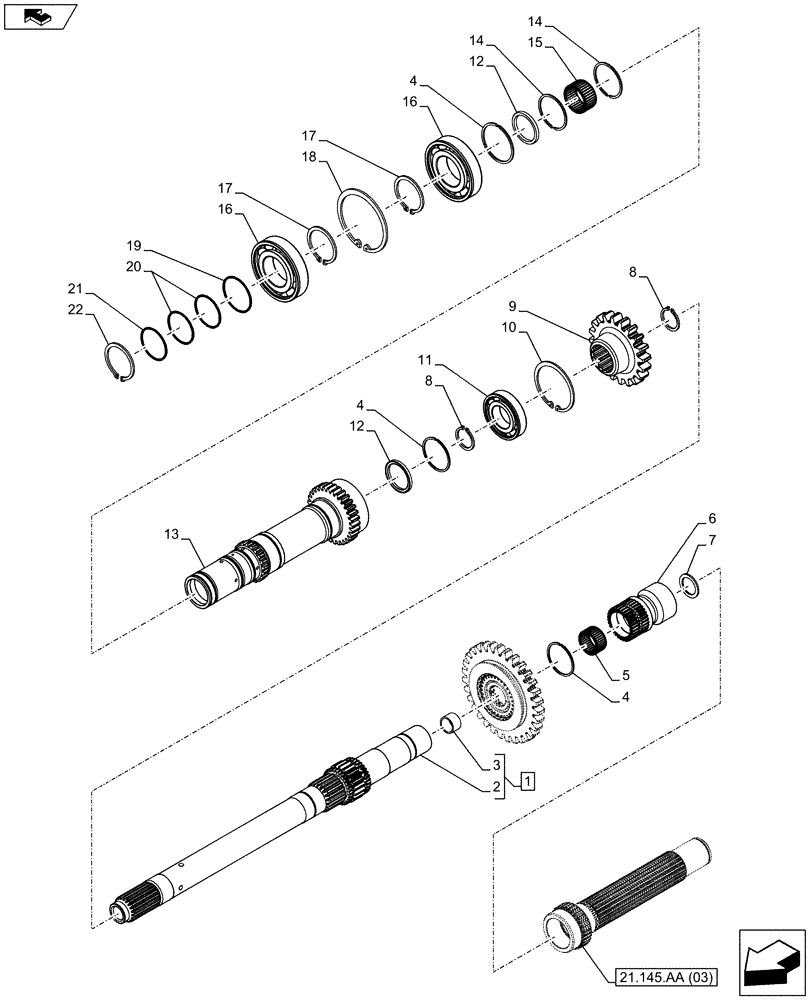 Схема запчастей Case IH FARMALL 115C - (21.162.AJ[04]) - VAR - 744763 - TRANSMISSION, REVERSER (21) - TRANSMISSION