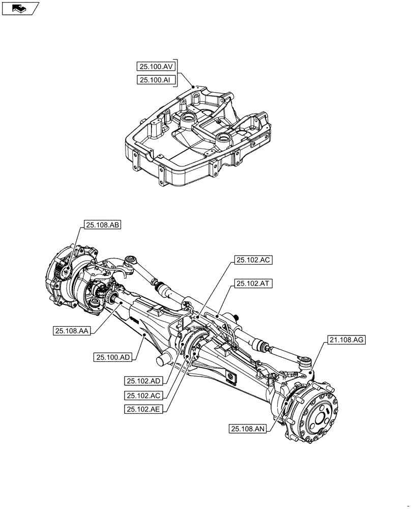 Схема запчастей Case IH FARMALL 85C - (25.000.00) - SECTION INDEX - FRONT MECHANICAL DRIVE (25) - FRONT AXLE SYSTEM