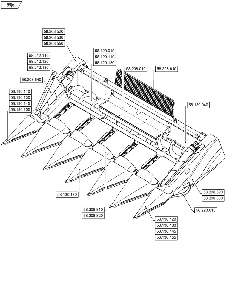 Схема запчастей Case IH 2606XR - (58.000.00[03]) - SECTION INDEX - ATTACHMENTS/HEADERS (58) - ATTACHMENTS/HEADERS