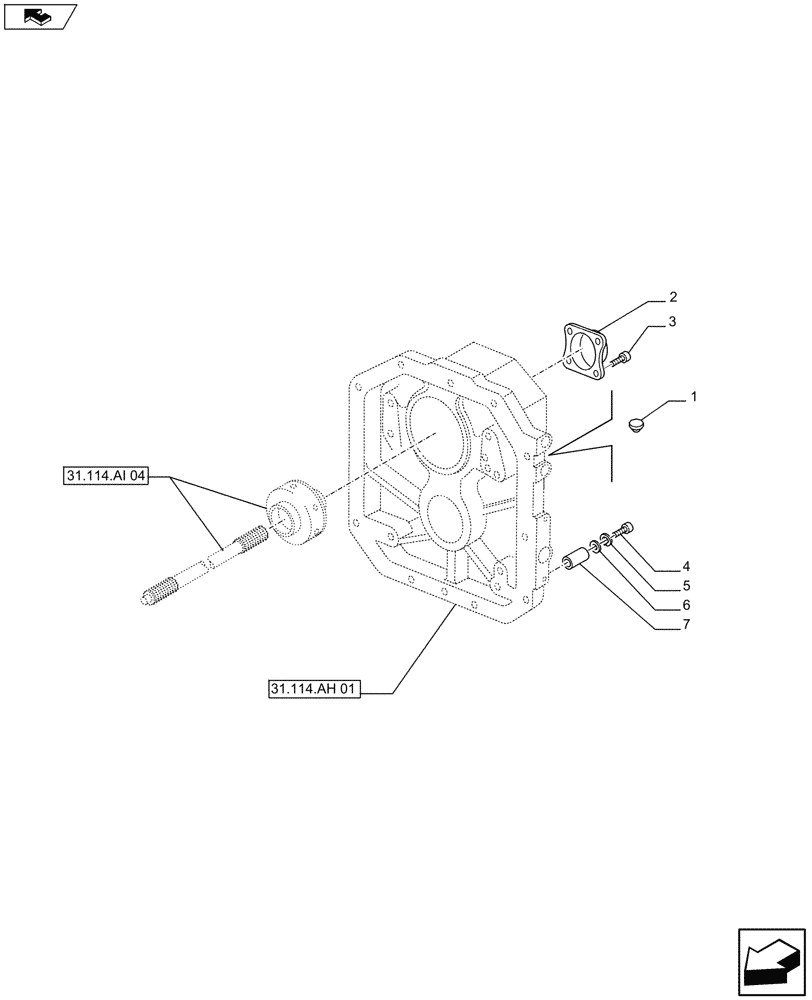 Схема запчастей Case IH FARMALL 115U - (31.104.BA[01]) - STD + VAR - 391727 - PTO 540/1000 RPM, SHROUD (31) - IMPLEMENT POWER TAKE OFF