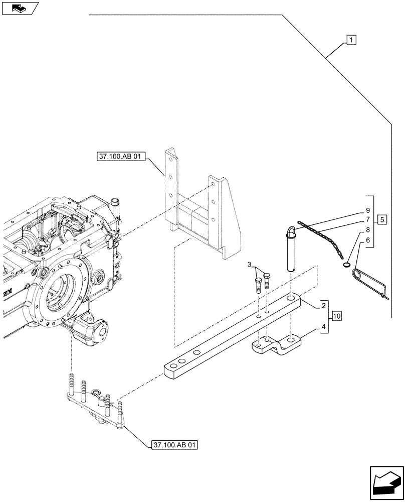 Схема запчастей Case IH FARMALL 105U - (88.037.AA[09]) - DIA KIT - DRAWBAR CLEVIS F/OFFSET SWN DRAWBAR - NA (88) - ACCESSORIES