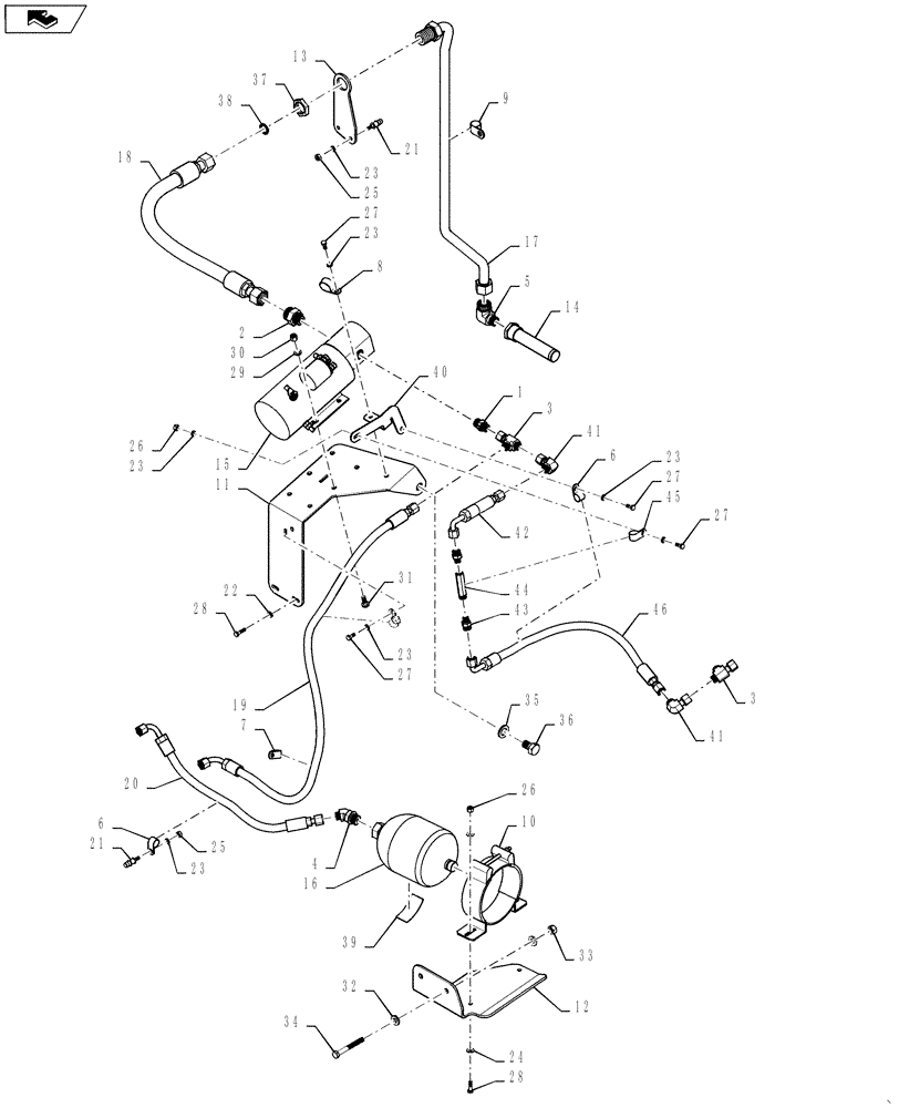 Схема запчастей Case IH STEIGER 350 - (41.200.02) - EMERGENCY STEERING PUMP LAYOUT - EUROPE ONLY (41) - STEERING
