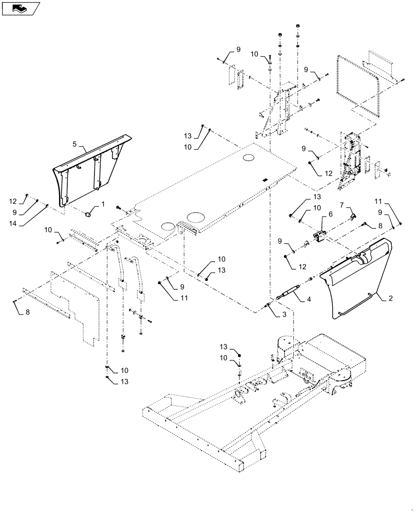 Схема запчастей Case IH WD1203 - (90.105.BH[02]) - SHIELD, BODY, CENTER-BOLTED CONTINUED (90) - PLATFORM, CAB, BODYWORK AND DECALS