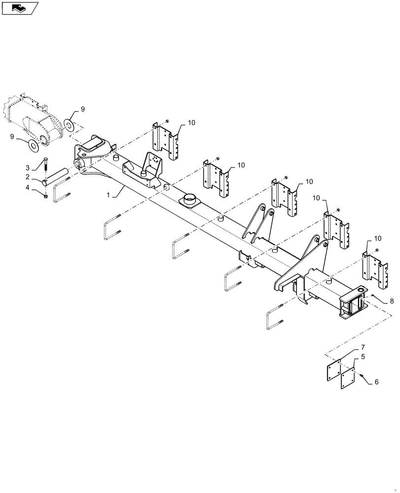 Схема запчастей Case IH 1255 - (39.100.AN[04]) - OUTER WING LEFT FOR 16 ROW (39) - FRAMES AND BALLASTING
