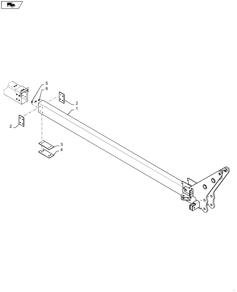Схема запчастей Case IH 1255 - (39.110.AB[01]) - INNER HITCH 16 ROW PAINTED RED DRAW BAR (39) - FRAMES AND BALLASTING