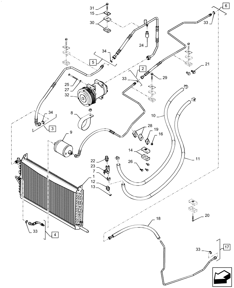 Схема запчастей Case IH MAGNUM 310 - (50.200.AA[01]) - AIR CONDITIONING COMPRESSOR - BSN ZHRF01132 (50) - CAB CLIMATE CONTROL