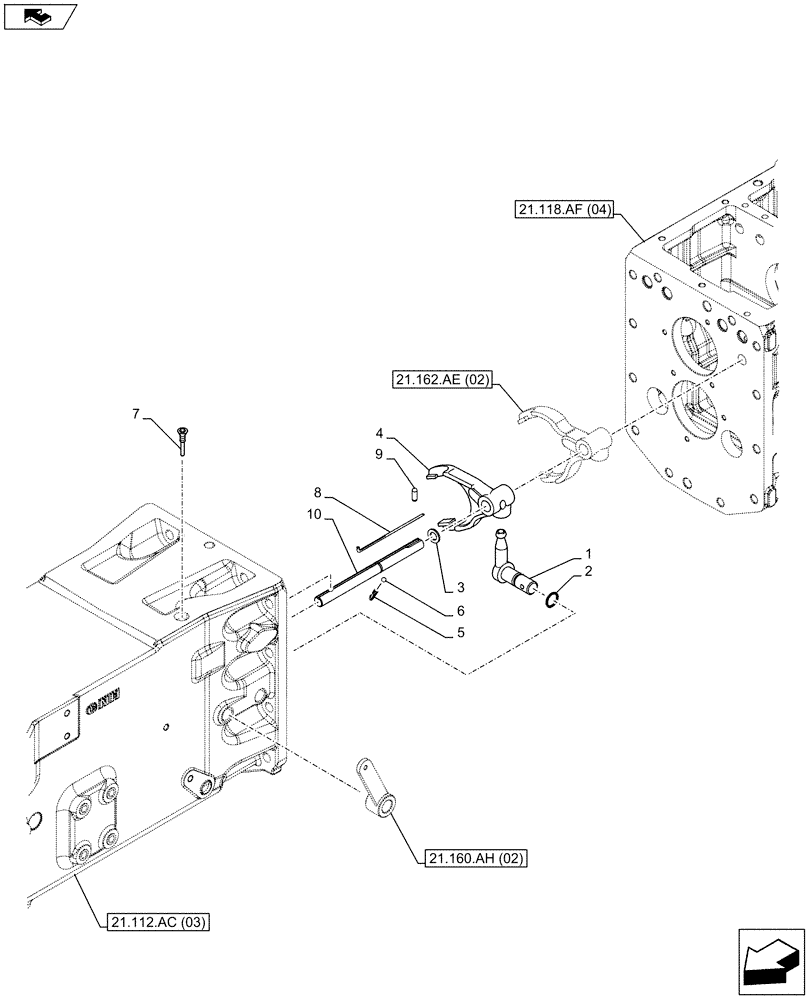 Схема запчастей Case IH FARMALL 115C - (21.160.AK[01]) - VAR - 744761 - CREEPER , SHIFTER FORK (20X12) (21) - TRANSMISSION