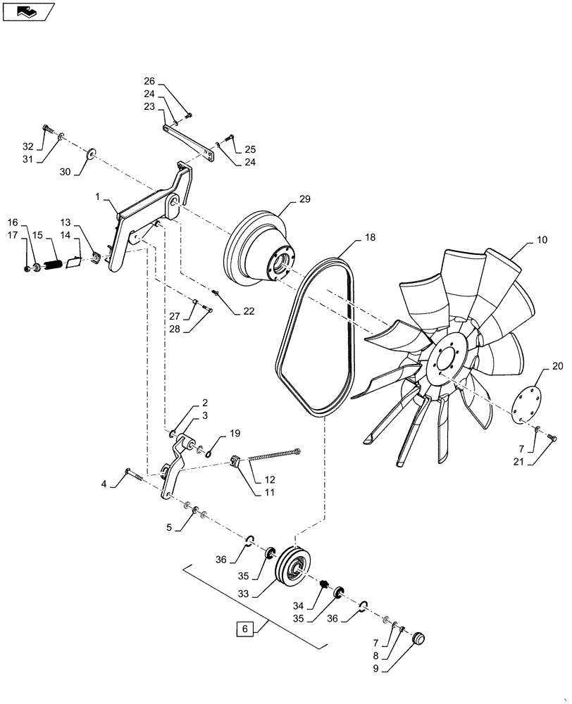 Схема запчастей Case IH 635 - (10.402.03[02]) - ENGINE FAN DRIVE, MDL YEAR 2012 (10) - ENGINE