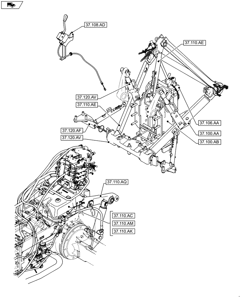 Схема запчастей Case IH FARMALL 85C - (37.000.00) - SECTION INDEX - HITCHES, DRAWBARS AND IMPLEMENT COUPLINGS (37) - HITCHES, DRAWBARS & IMPLEMENT COUPLINGS