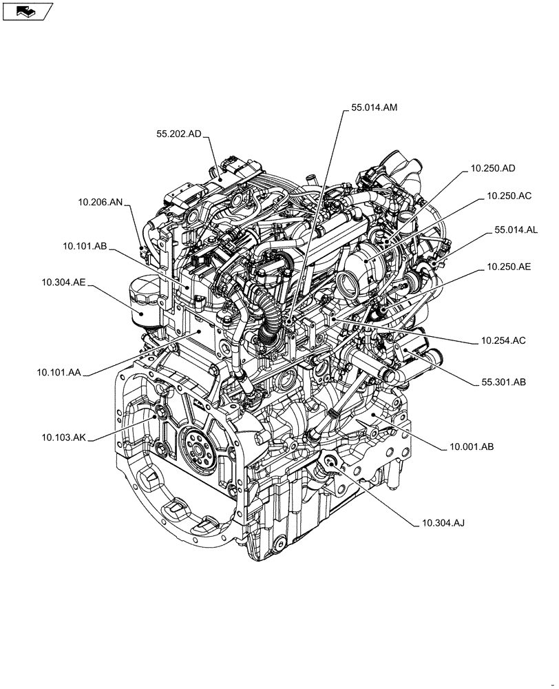 Схема запчастей Case IH F5DFL413H A009 - (10.000.00[02]) - SECTION INDEX - ENGINE (10) - ENGINE